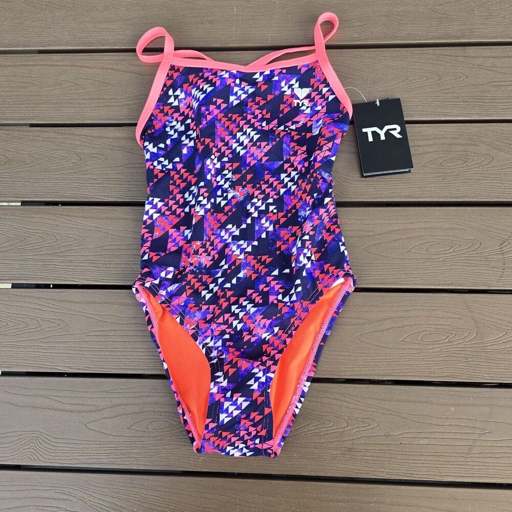 TYR Women's Xenon Purple/red Crosscutfit Swimsuit Size 36 New